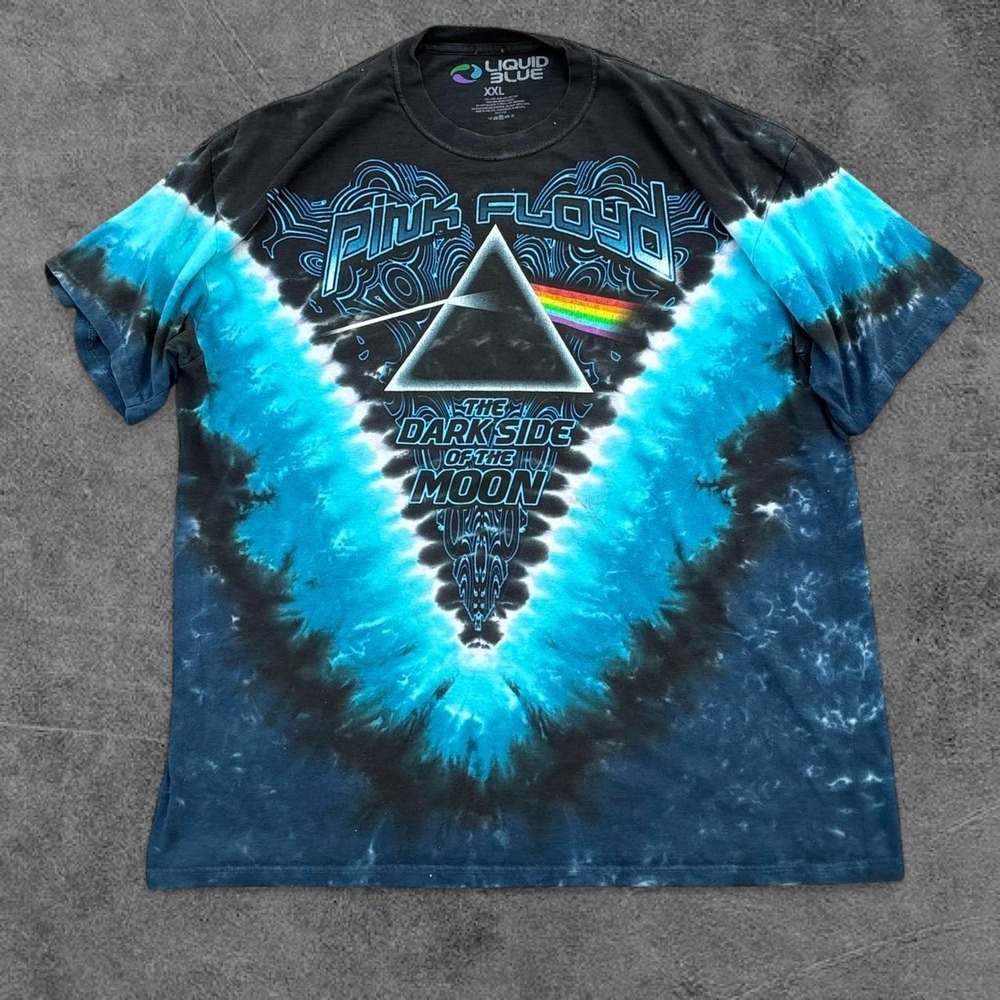 Pink Floyd The Dark Side of the Moon Tie Dye T Shirt Liquid Blue Modern XXL